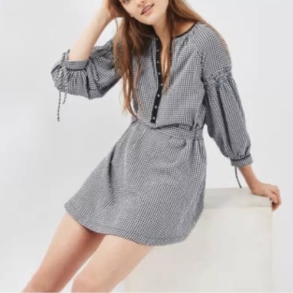 EShakti Navy Checked Shift Dress